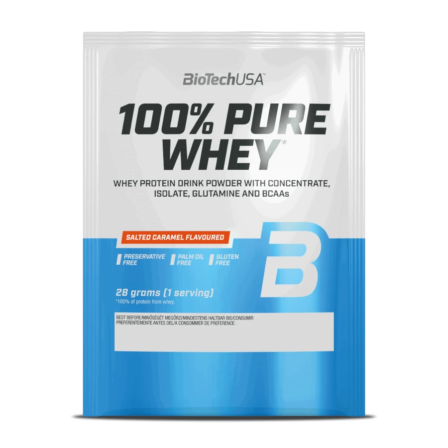 100% Pure Whey tejsavó fehérjepor - sós karamell - 28g - BioTech USA