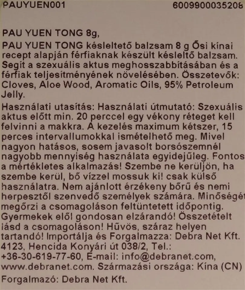Pau Yuen Tong magömlés késleltető balzsam használata