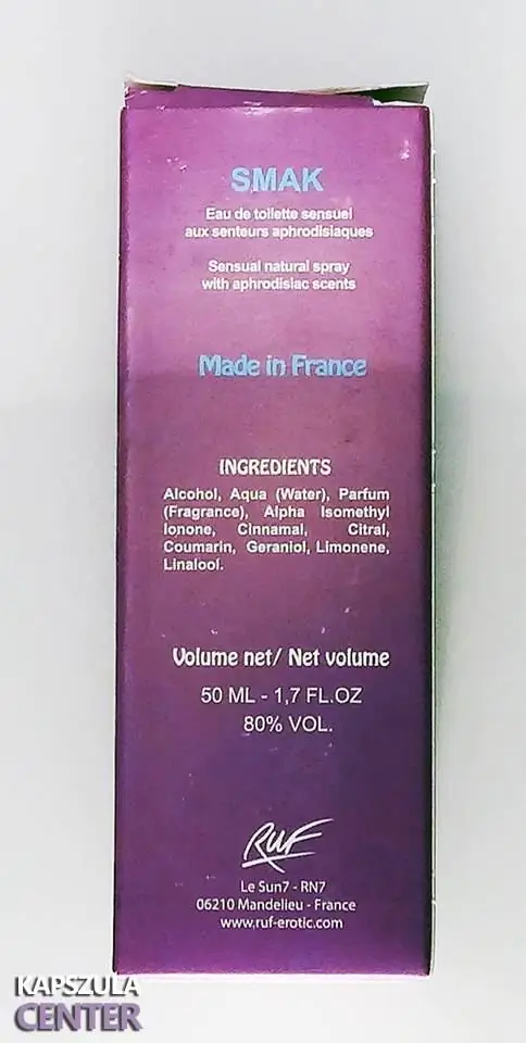 Smak for Men férfi feromon parfüm összetevői