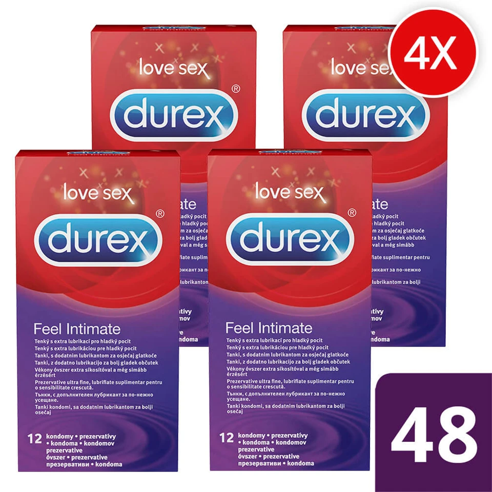 Durex Feel Intimate - vékonyfalú óvszer csomag (4 x 12db)