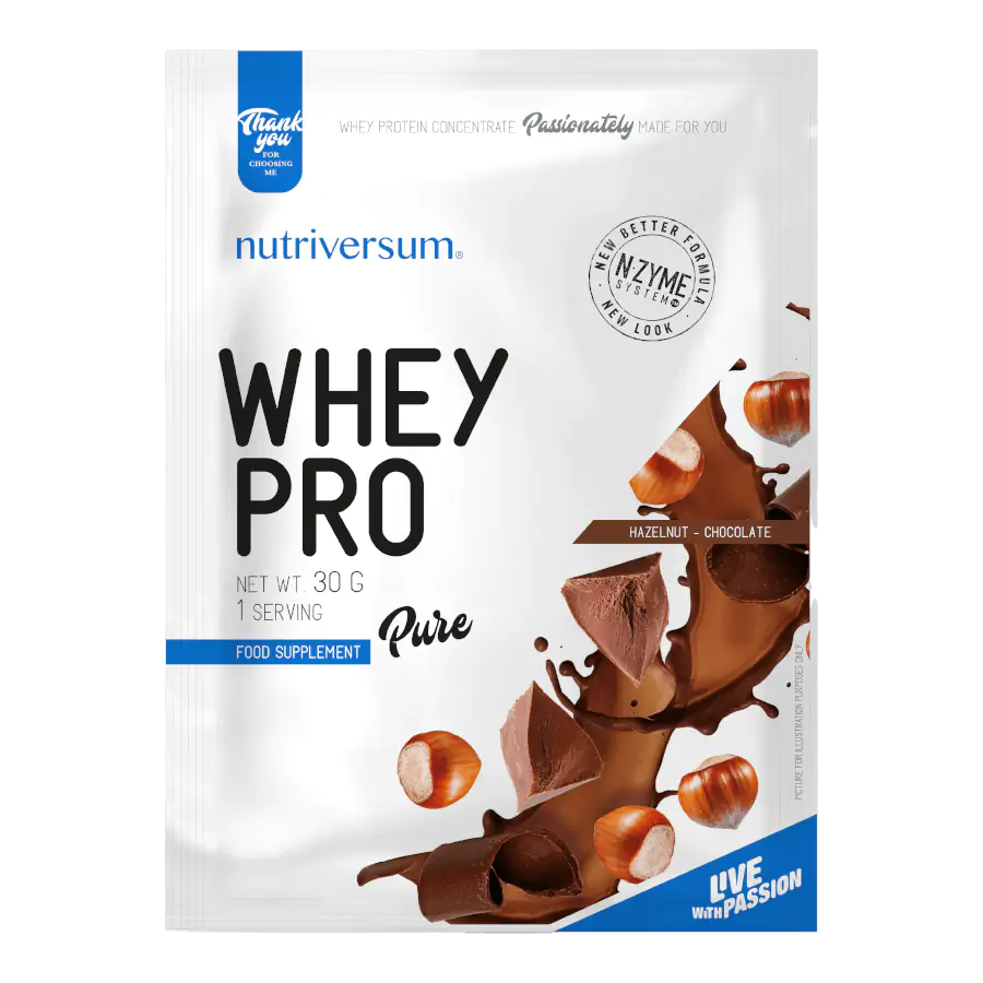 Whey PRO - 30 g - PURE - Nutriversum - mogyorós-csokoládé