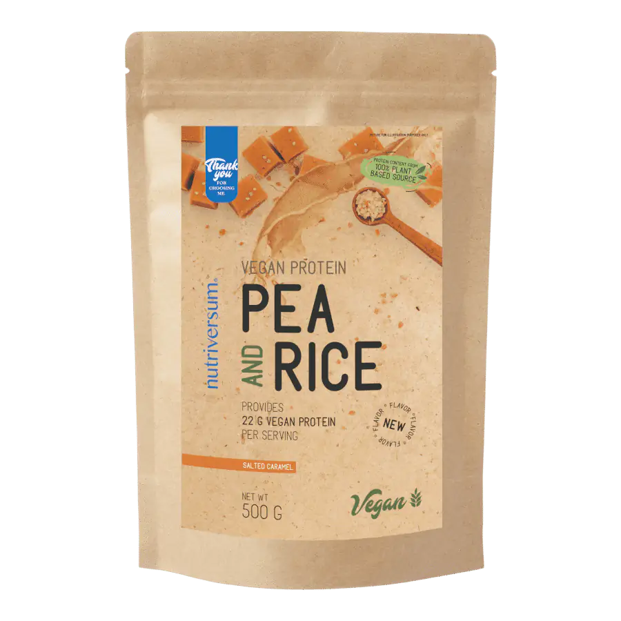 Pea &amp; Rice Vegan Protein - 500g - VEGAN - Nutriversum - sós karamell (új ízesítés)