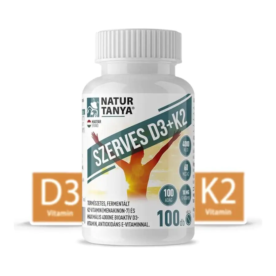 Szerves D3 és K2-vitamin, antioxidáns E-vitaminnal - 100 tabletta - Natur Tanya