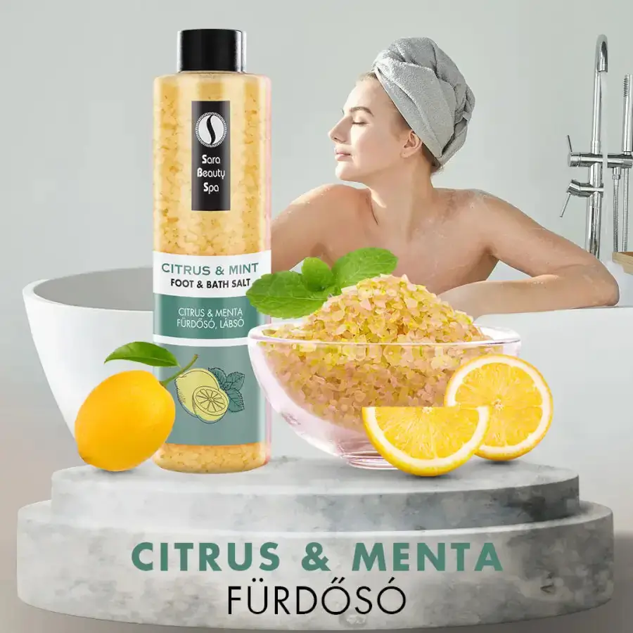 Frissítő Fürdősó és Lábáztató Só - Citrus és Menta - 1320g - Sara Beauty Spa