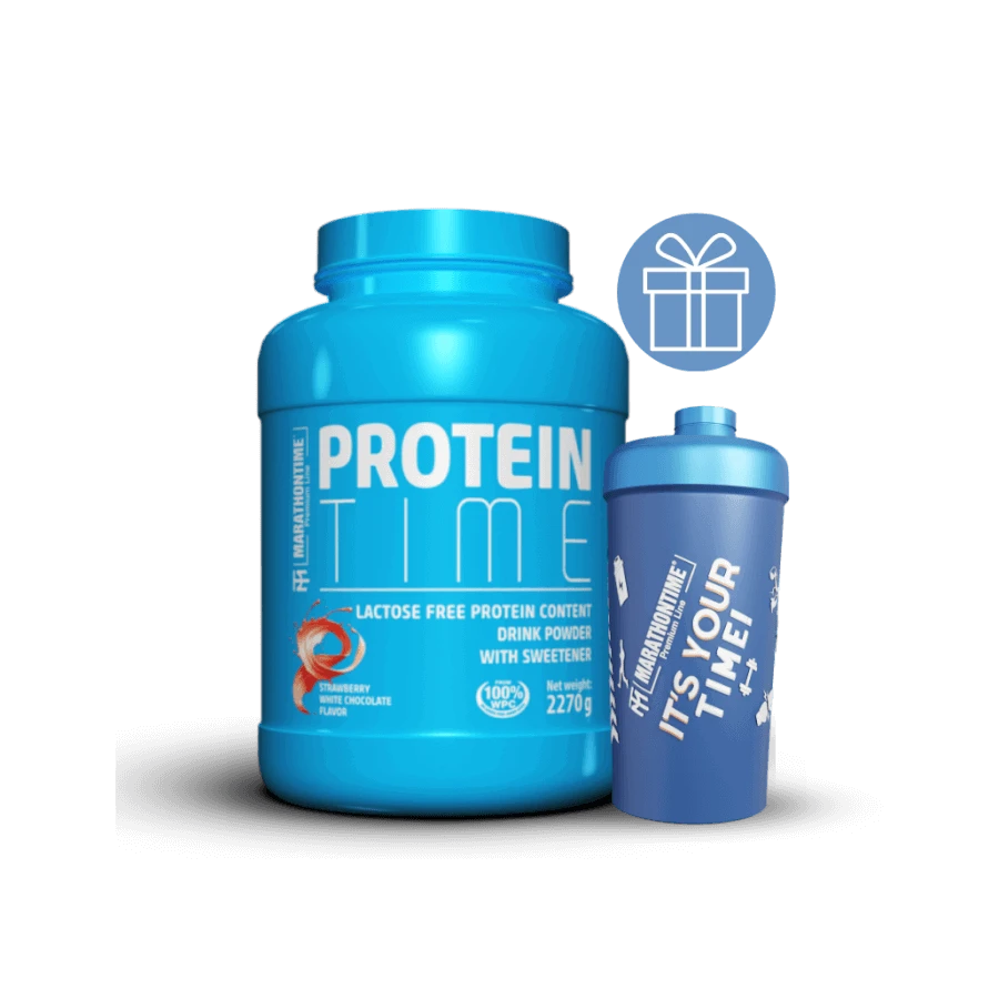 Protein Time Laktázenzimmel Dúsított fehérje fehér csokoládé - eper íz 2270 g - Marathontime