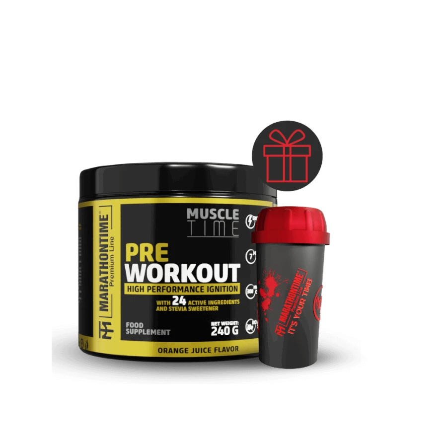 Pre Workout Edzés Előtti Energizáló Steviával és 24 értékes összetevővel - narancslé ízben - Marathontime