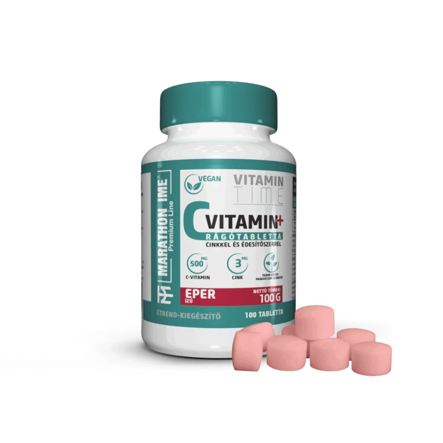 C-Vitamin rágóTabletta hozzáadott Cinkkel - gyümölcsös ízekben - Marathontime