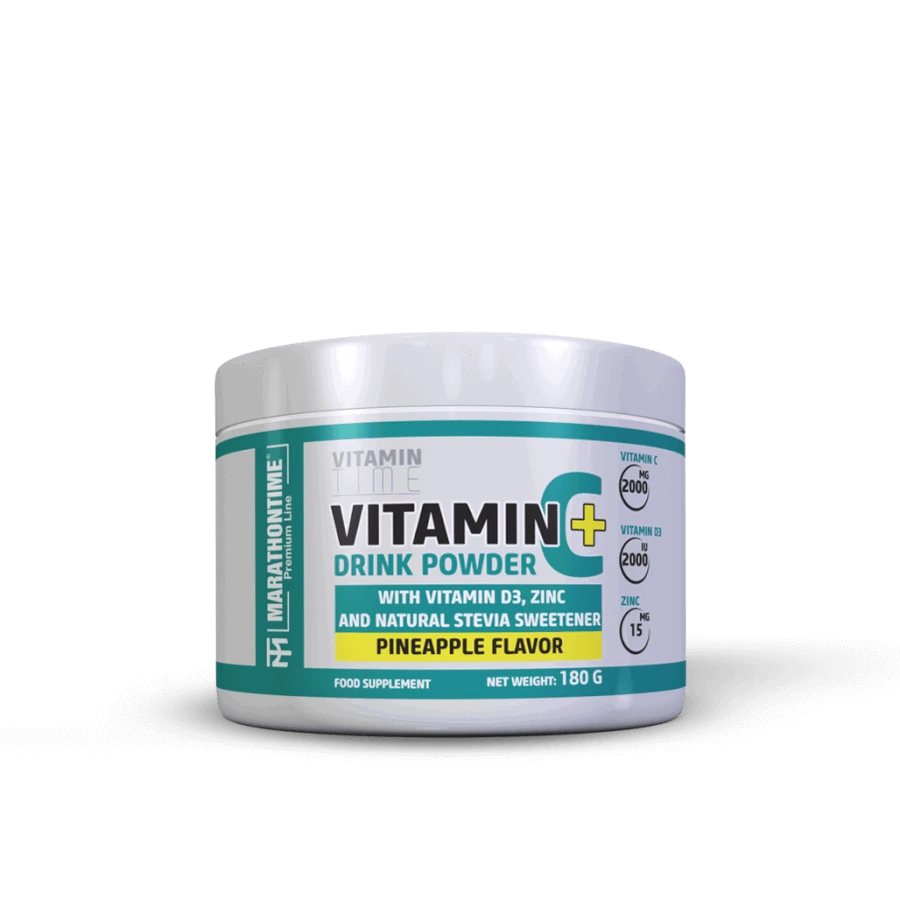 C-Vitamin italpor - D-Vitaminnal Cinkkel és Steviával- ananász ízben - Marathontime