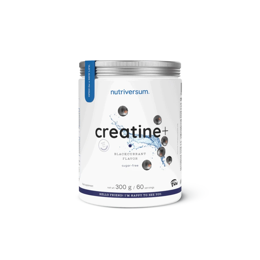 Creatine+ Sugar Free ízesített kreatin monohidrát por 300 g - fekete ribizli - Nutriversum