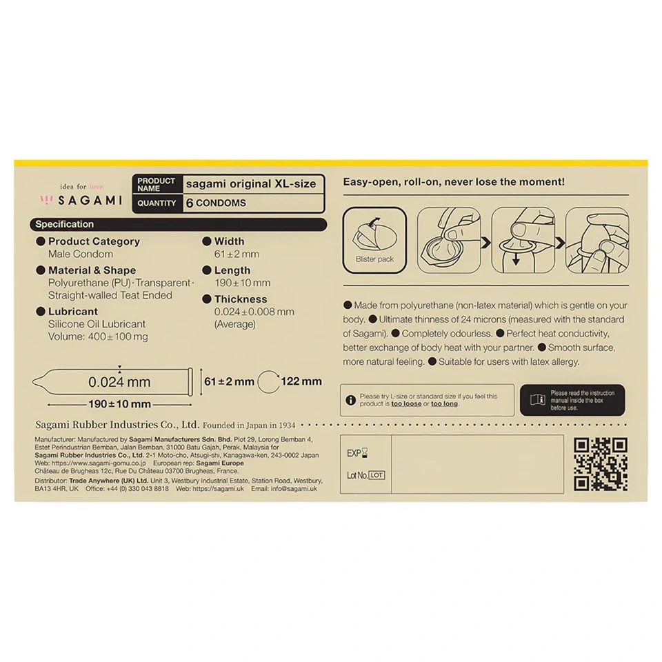 Sagami Original 0,02 XL - óvszer - 61mm