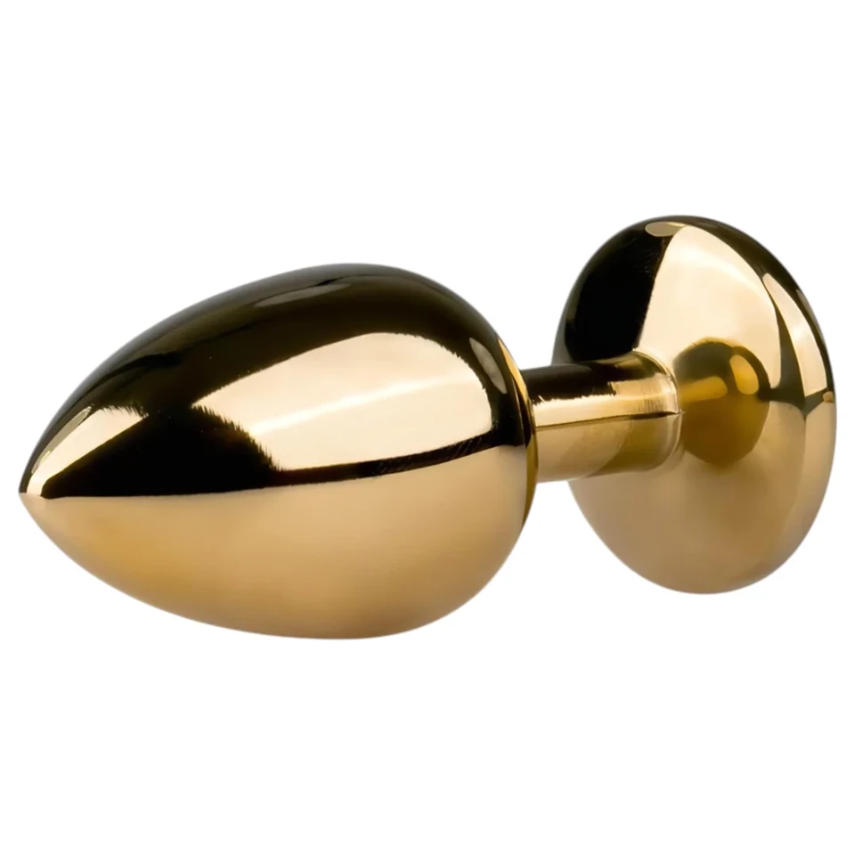 EasyToys Metal No.1 - lila köves kúp anál plug (arany, 2,5 cm)