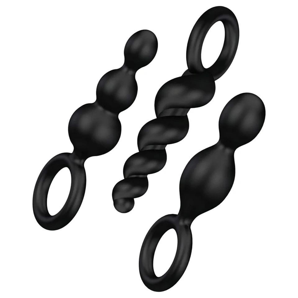 Satisfyer Booty Call - anál plug szett (fekete, 3 részes)