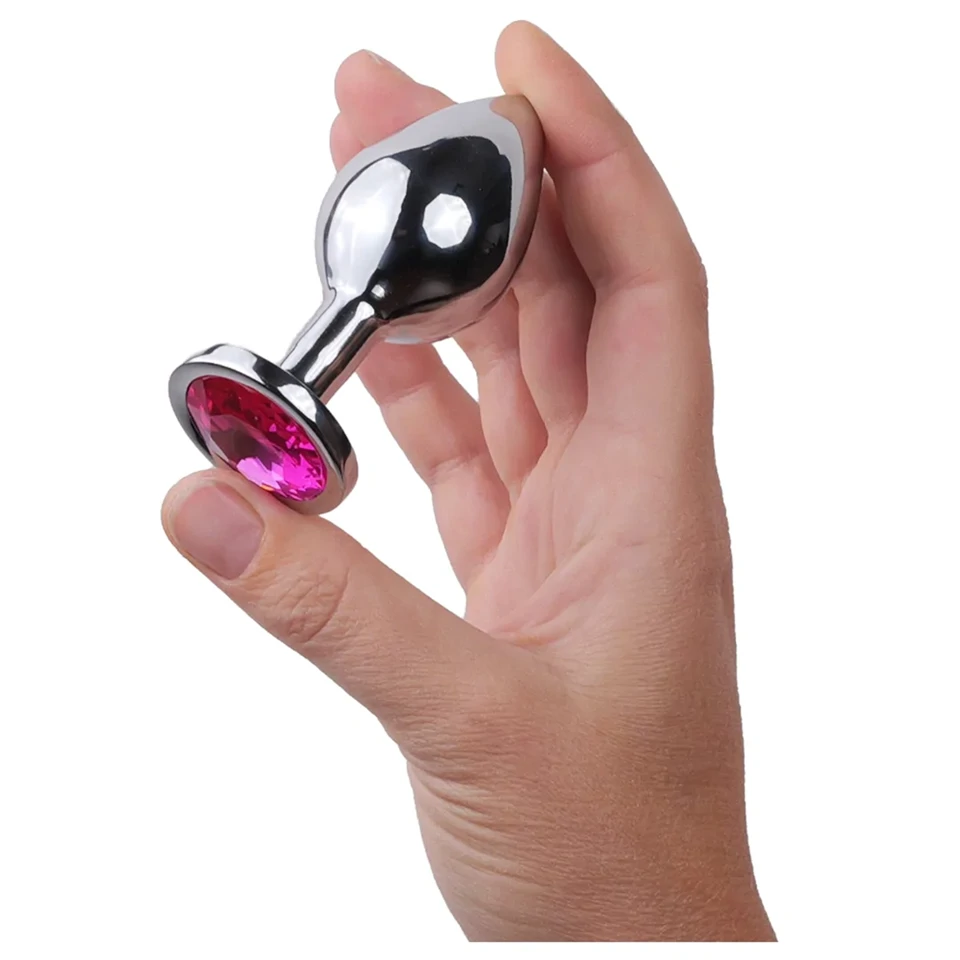 Desirel Pink Jewel M - anál plug (ezüst-pink)