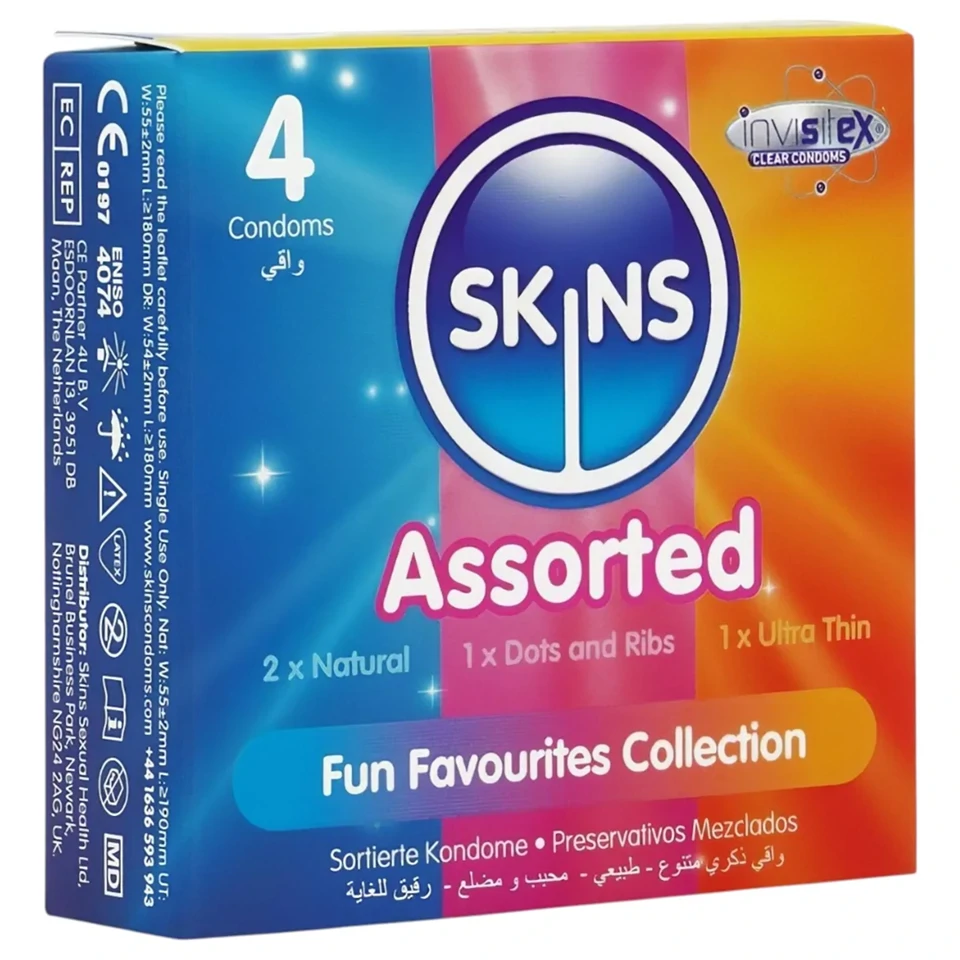 Skins - vegyes óvszer - pontozott, natural, extra vékony (4 db)