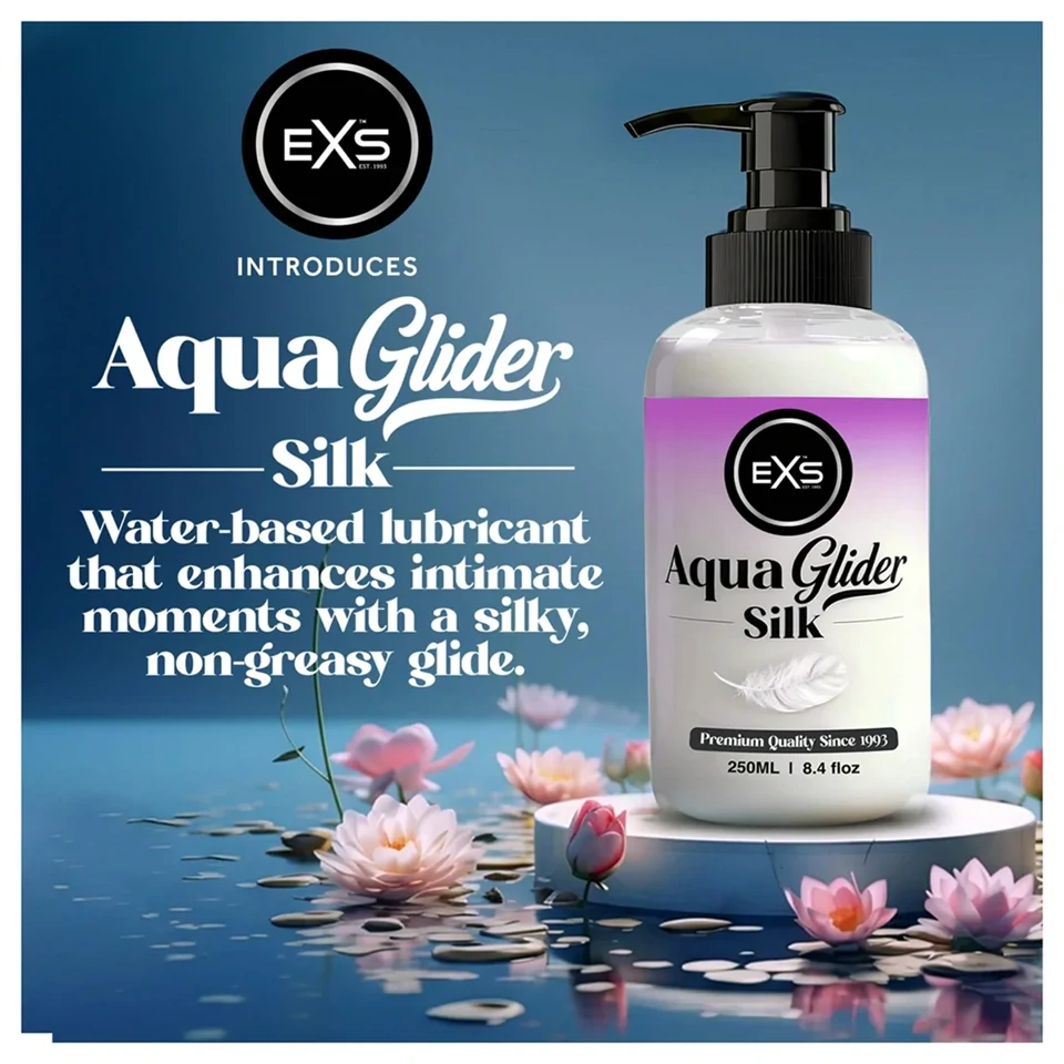 EXS AquaGlider Silk - selymes vízbázisú síkosító pumpás flakonban