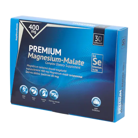 Prémium Magnézium-malát 400 mg szerves kötésű szelénnel 80 m