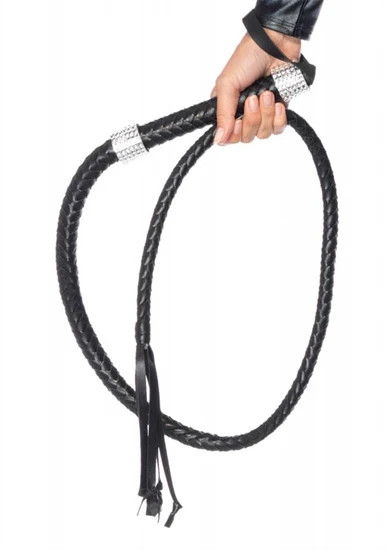 Rhinestone Handle Whip Black