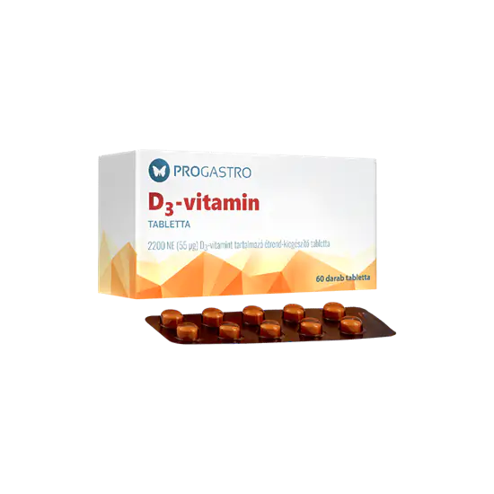 ProGastro D3 vitamin - 2200 NE (55 μg) D3-vitamint tartalmazó speciális étrend-kiegészítő tabletta (60 db)