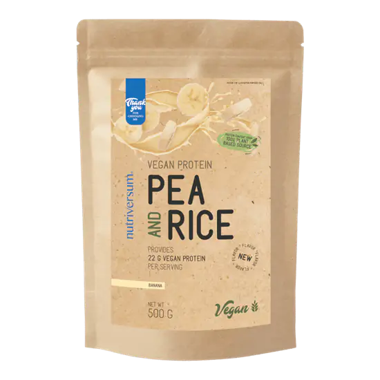 Pea &amp; Rice Vegan Protein - 500g - VEGAN - Nutriversum - banán (új ízesítés)