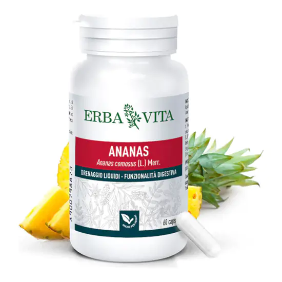 Ananász növényi kapszula - bromelain enzim és cikória gyökér inulin prebiotikum - 60 kapszula - Erba Vita