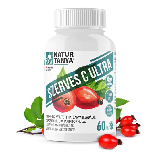 Szerves C Ultra - 1500 mg Retard C-vitamin, csipkebogyó kivonattal - 60 tabletta - Natur Tanya