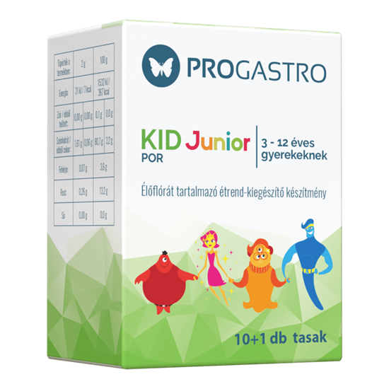 ProGastro KID Junior - Élőflórát tartalmazó étrend-kiegészítő készítmény 3-12 éves gyerekeknek (10+1 db tasak) [11 tasak]