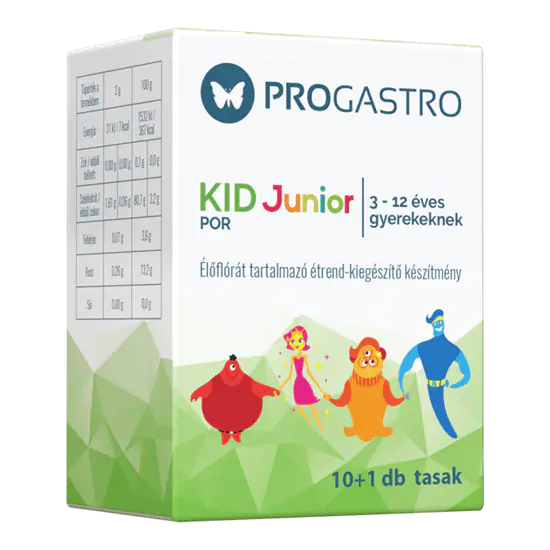 ProGastro KID Junior - Élőflórát tartalmazó étrend-kiegészítő készítmény 3-12 éves gyerekeknek (10+1 db tasak)