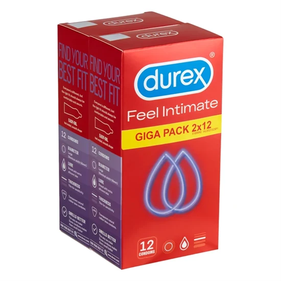 Durex Feel Intimate - vékonyfalú óvszer csomag (2x12db) [24 db]