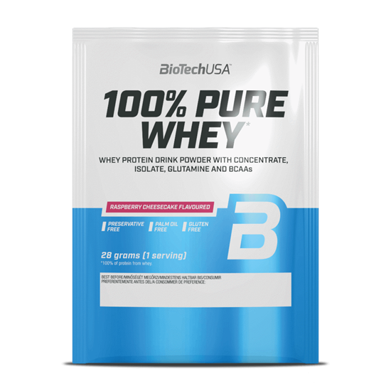 100% Pure Whey tejsavó fehérjepor - málnás sajttorta - 28g - BioTech USA [28 g]