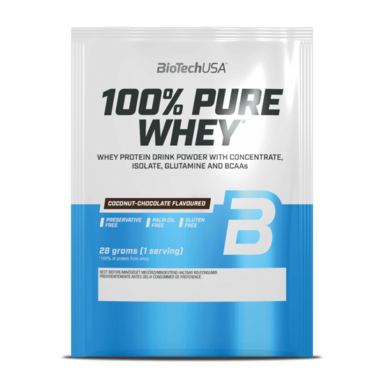 100% Pure Whey tejsavó fehérjepor - kókusz-csokoládé - 28g - BioTech USA [28 g]