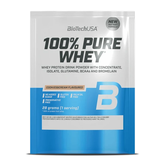 100% Pure Whey tejsavó fehérjepor - cookies &amp; cream - 28g - BioTech USA