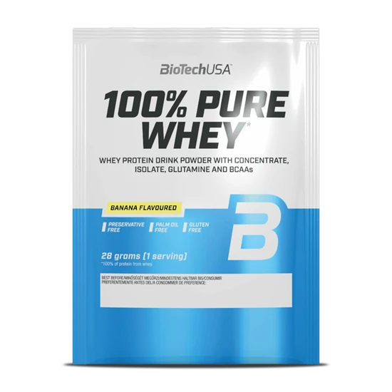 100% Pure Whey tejsavó fehérjepor - banán - 28g - BioTech USA