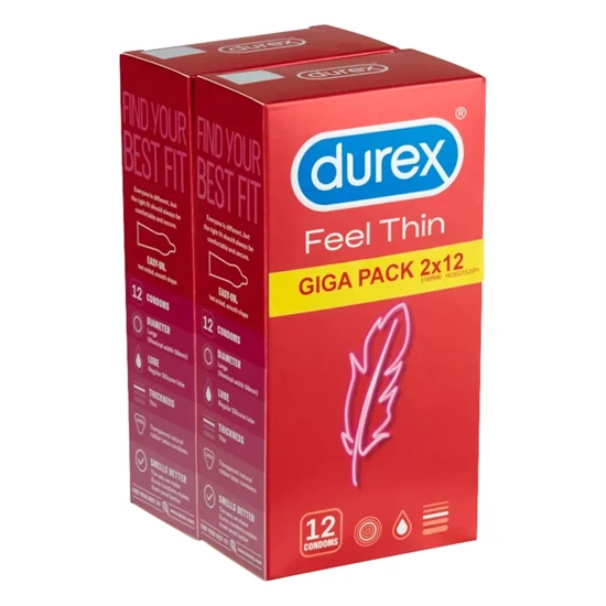 Durex Feel Thin - élethű érzés óvszer csomag (2x12db) [24 db]