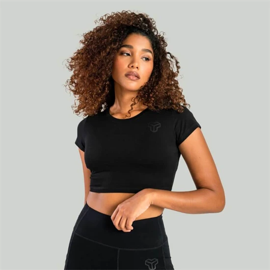 Essential Black női croptop haspóló - STRIX