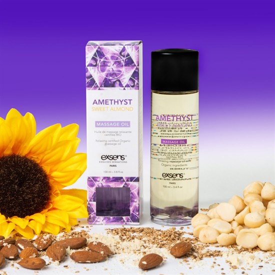 Organic Massage Oil with stones [Ízesítés: AMETHYST SWEET ALMOND]