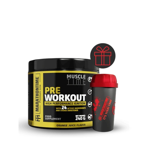 Pre Workout Edzés Előtti Energizáló Steviával és 24 értékes összetevővel - narancslé ízben - Marathontime