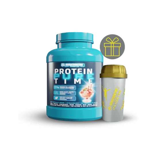 Pure Protein Time - laktáz enzimmel dúsított Fehérjekoncentrátum Steviával 900 g - epres fagylalt - Marathontime