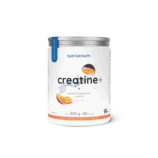 Creatine+ Sugar Free ízesített kreatin monohidrát por 300 g - mangó-maracuja - Nutriversum