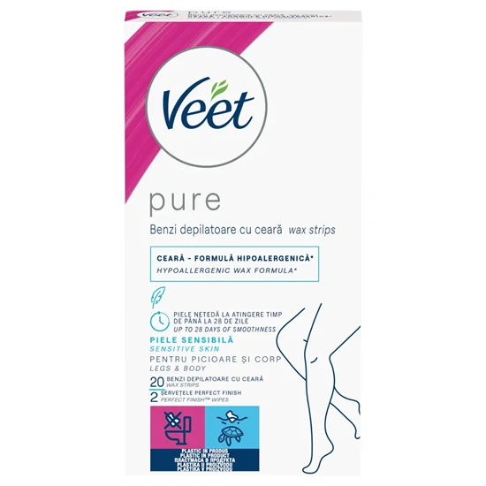Veet Pure - gyantaszalagok lábra és testre - érzékeny bőrre