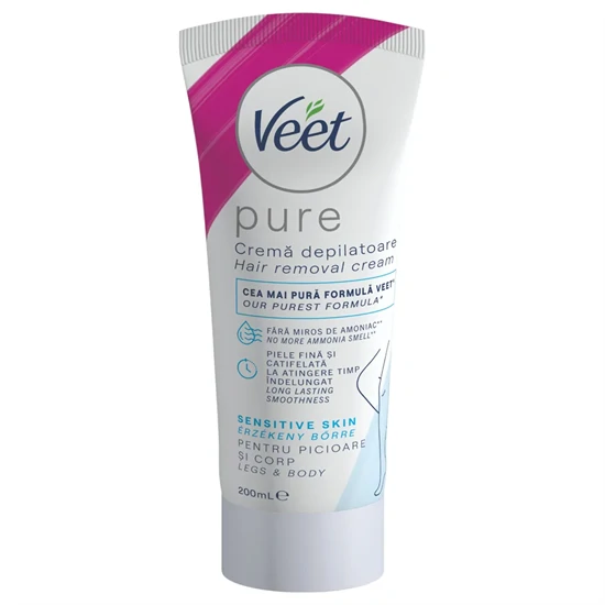 Veet Pure - szőrtelenítő krém lábra és testre - érzékeny bőrre