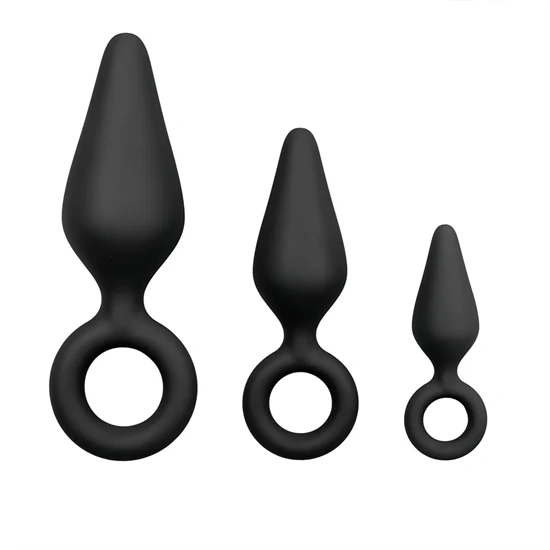 EasyToys - gyűrűs anál plug szett - 3 db (fekete)